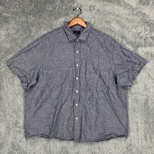 Proper Cloth Shirt Mens XL Blue Linen Blend Short Sleeve Button Up